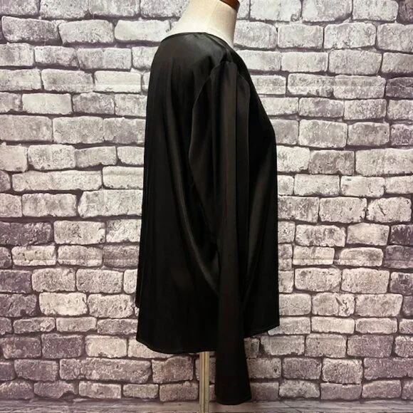 Eileen Fisher Black Long Sleeve Silk Blouse Size L - Picture 6 of 8